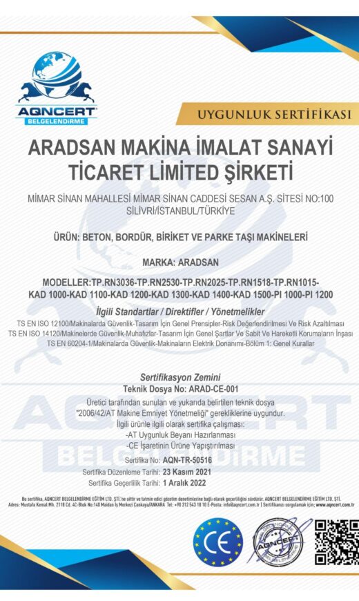 Aradsan Company ISO Certificates
