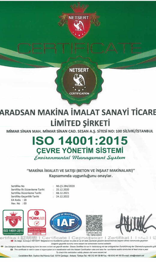 Aradsan Company ISO Certificates